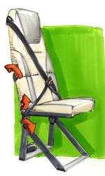 Zusatzsitz der in speziellen Grundrissen einen zusätzlichen Sitzplatz während der Fahrt ermöglicht.